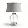 Glazen tafellamp met stoffen lampenkap 25 x 25 x 40cm transparant en zilver