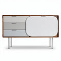 Dressoir van hout met drie lades en een witte deur 150 x 45 x 80cm