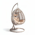 hangstoel met kussen van wicker en staal 100 x 80 x 120cm beige