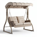 Twee zits schommelbank met waterdichte luifel en bamboe kleur 150 x 120 x 170cm