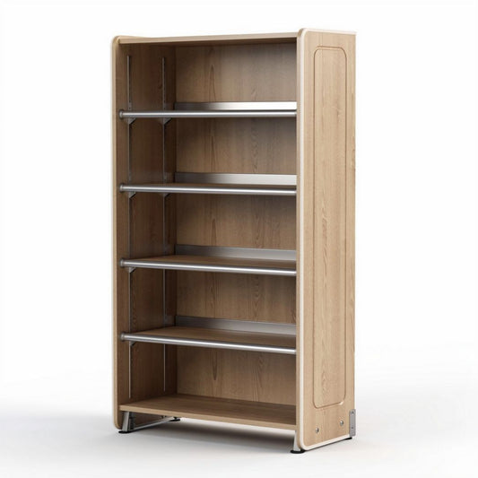 Houten boekenrek met metalen stangen 80 x 30 x 150cm naturel kleur