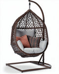 Hangstoel van rotan met kussen en metalen standaard 90 x 90 x 130cm