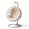 Hangstoel van stof met stalen frame en kussen in beige kleur 100 x 100 x 100cm