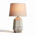 Table lamp van keramiek met stoffen lampenkap en geometrisch ontwerp 25 x 25 x 45cm